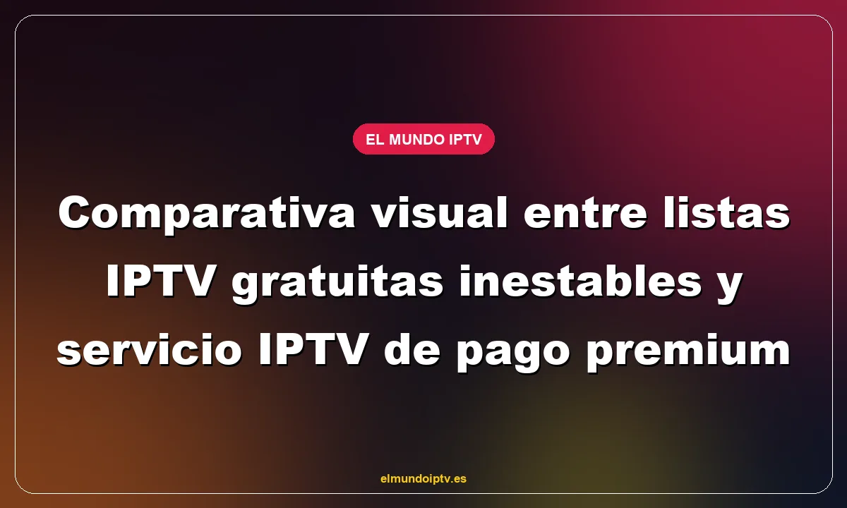 Comparativa visual entre listas IPTV gratuitas inestables y servicio IPTV de pago premium