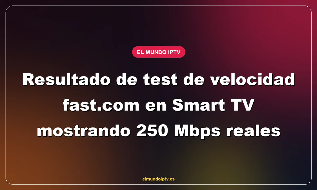Resultado de test de velocidad fast.com en Smart TV mostrando 250 Mbps reales
