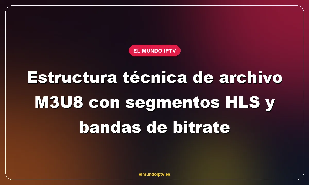 Estructura técnica de archivo M3U8 con segmentos HLS y bandas de bitrate